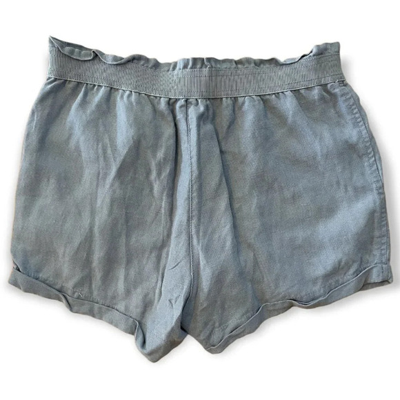 Aritzia Wilfred Free Blue Linen Blend Shorts Womens Size 0 Pull On Pockets - Picture 2 of 7